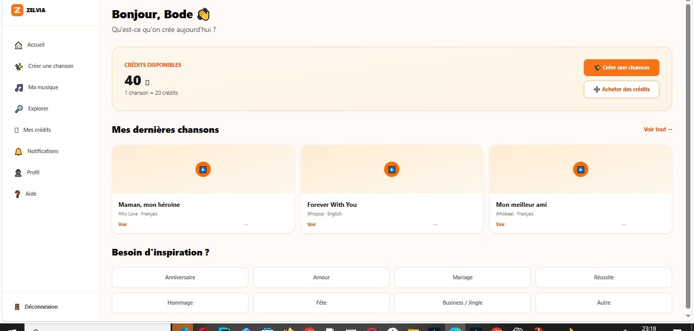 Deuxième interface de ZELVIA AI